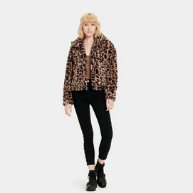 Jacket UGG Womens Mandy Faux Fur Hoodie Leopard Amphora
